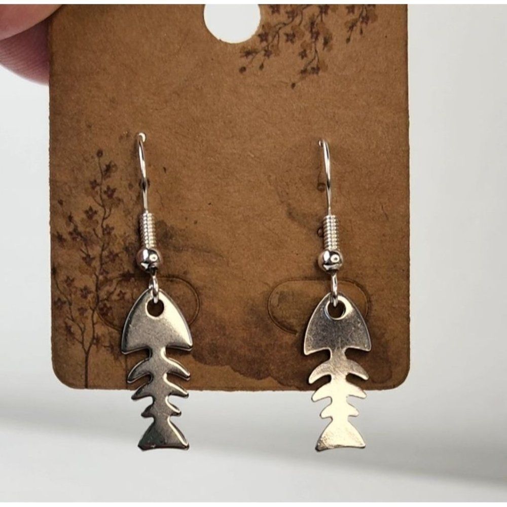 NEW, handmade Fish Bone Earrings